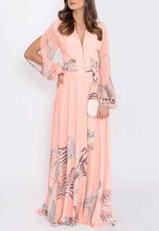 vestido alvorecer longo amissima - salmão