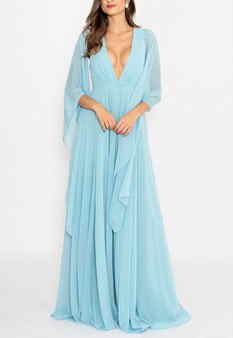 vestido clarin longo - azul